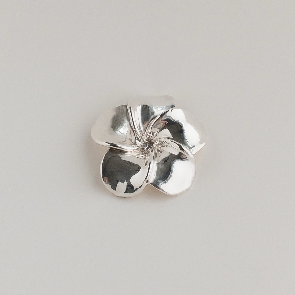 Bat Ami Sterling Silver Floral Brooch Puffed Electroform Modernist Jewelry 54g